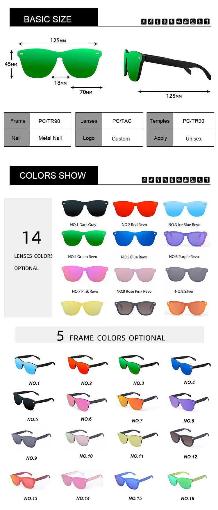 Usom Factory Directly Rimless Polarized Fashion Kids Children Sunglasses