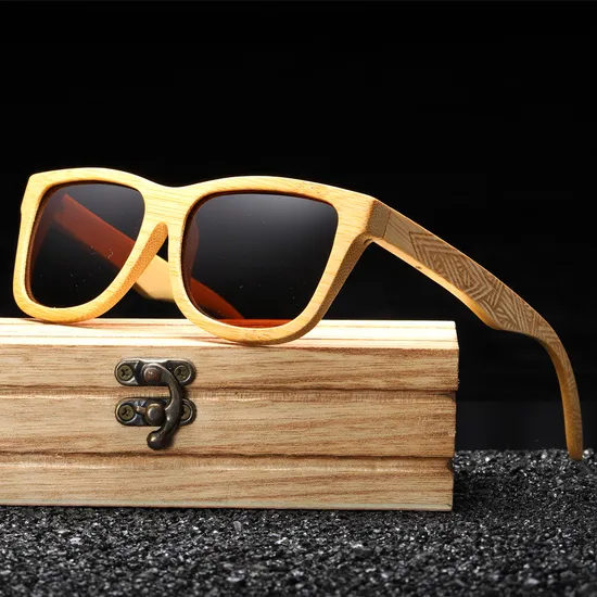 Holz-Bambus-Sonnenbrille, polarisiert, für Damen und Herren, Designer-Brille, UV-Schutz-Linse