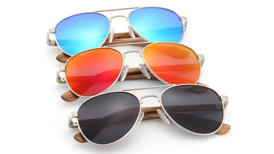 Replicas Designer Factory Custom Fashion OEM Custom Logo Mirror Metal Frame 2023 Bamboo Double Bridge Pilot 2022 Sun Glsses Shades Polarized Wood Sonnenbrillen